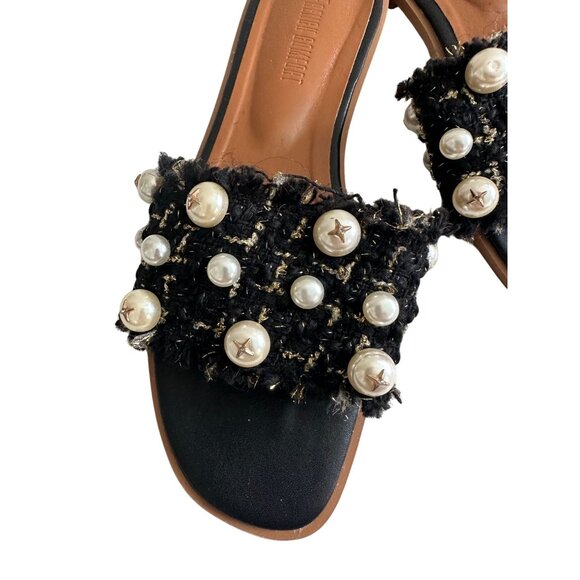 FRENCH COMFORT Black Pearl Boucle Slide Sandals Sz 38 / US 8  NEW NWOT - Picture 2 of 6